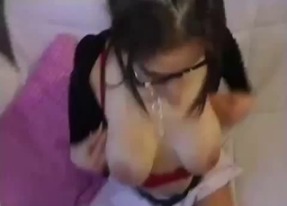 Strict-looking slut deepthroats a boner